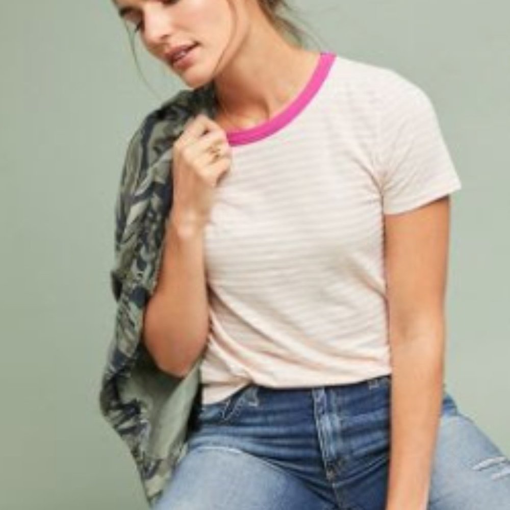Anthropologie Pink Striped Tee